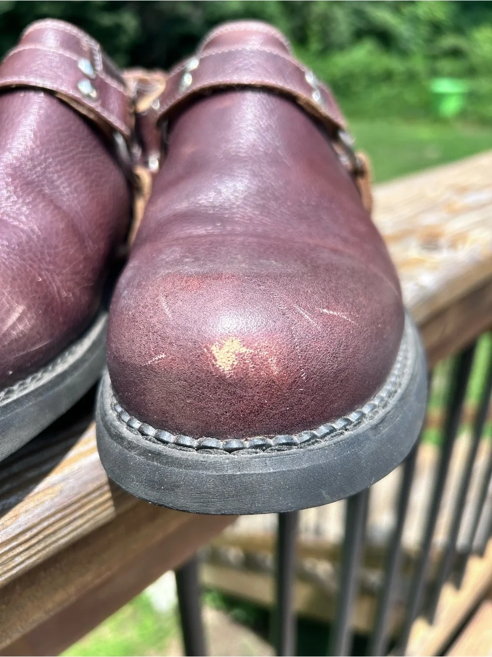 John Fluevog Brown Leather Harness Clog Shoes Lug Sole Portugal 9.5